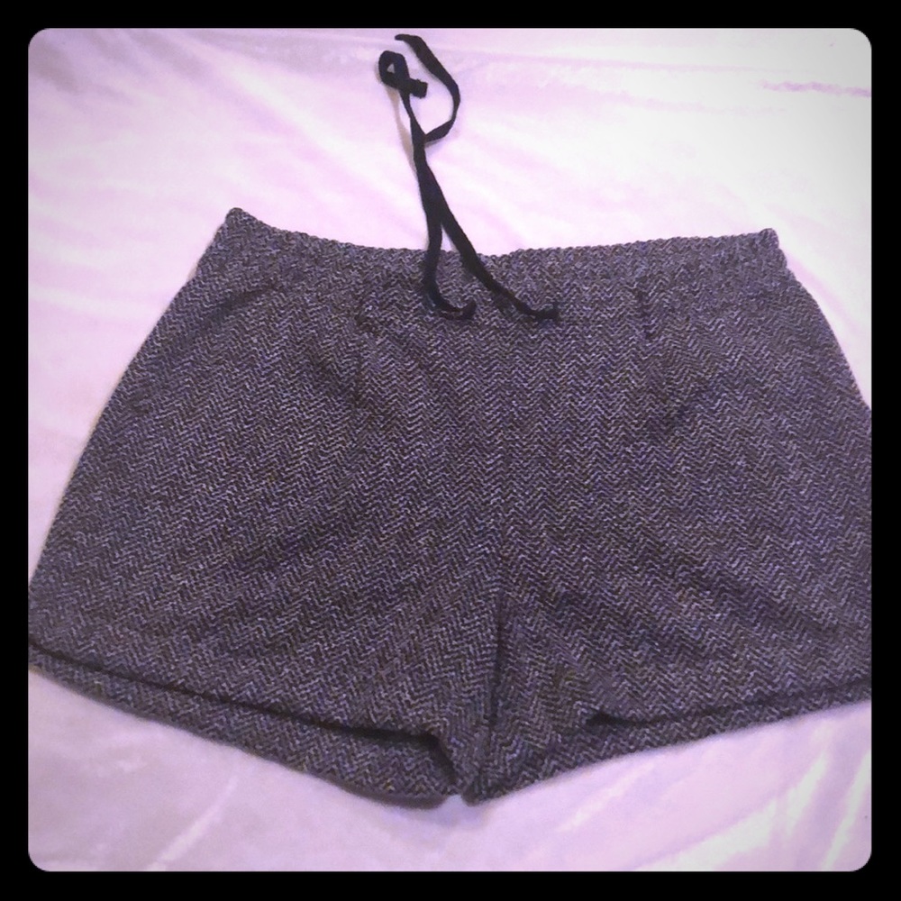 Tweed drawstring shorts